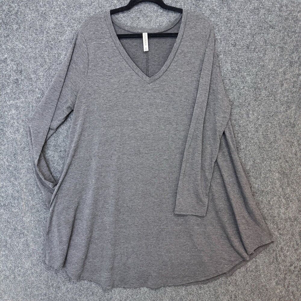 Zenana Premium Women’s Dress 3X Gray Long Sleeve V-Neck Lagenlook Lounge Pockets